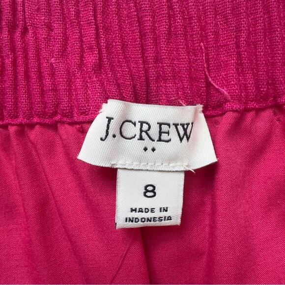J. Crew Linen/Cotton Pink Bubble Mini Skirt scalloped hem stretchy elastic waist - Picture 7 of 10